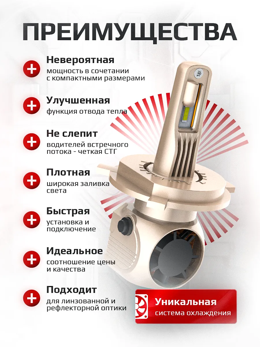 Светодиодные лампы A95 4300K H4 CANBUS