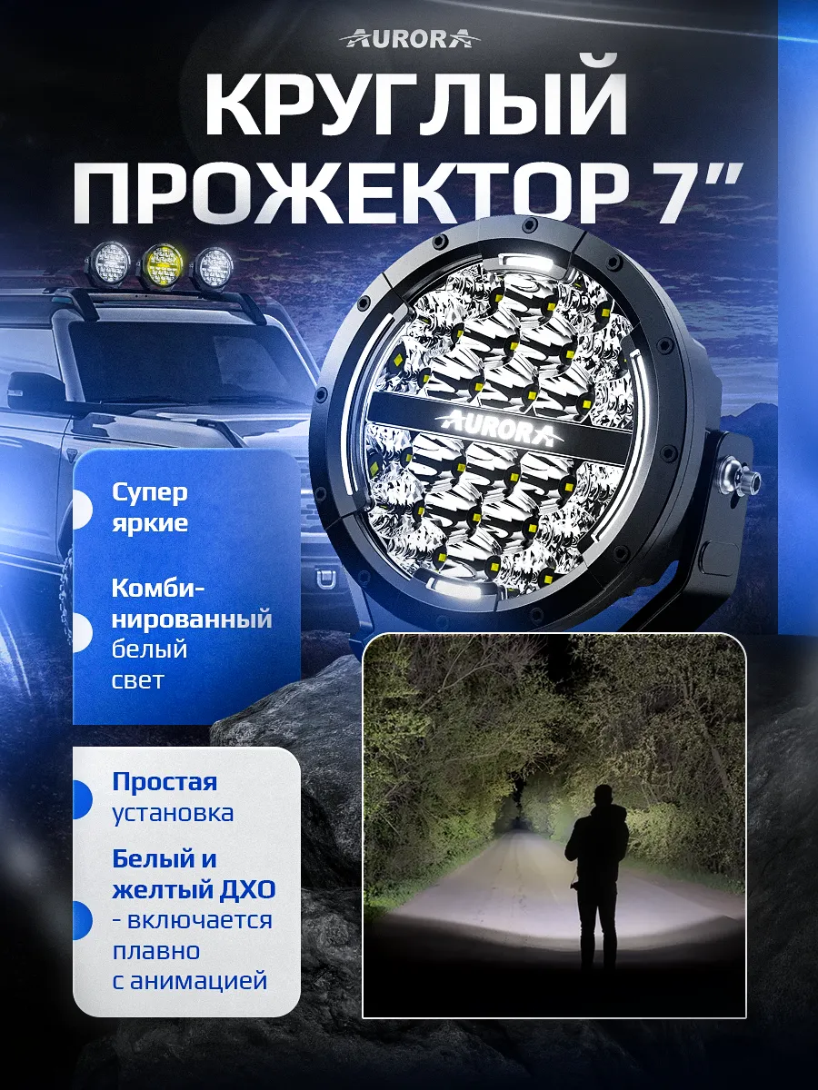 Светодиодная фара ДАЛЬНЕГО СВЕЧЕНИЯ с ДХО 7"