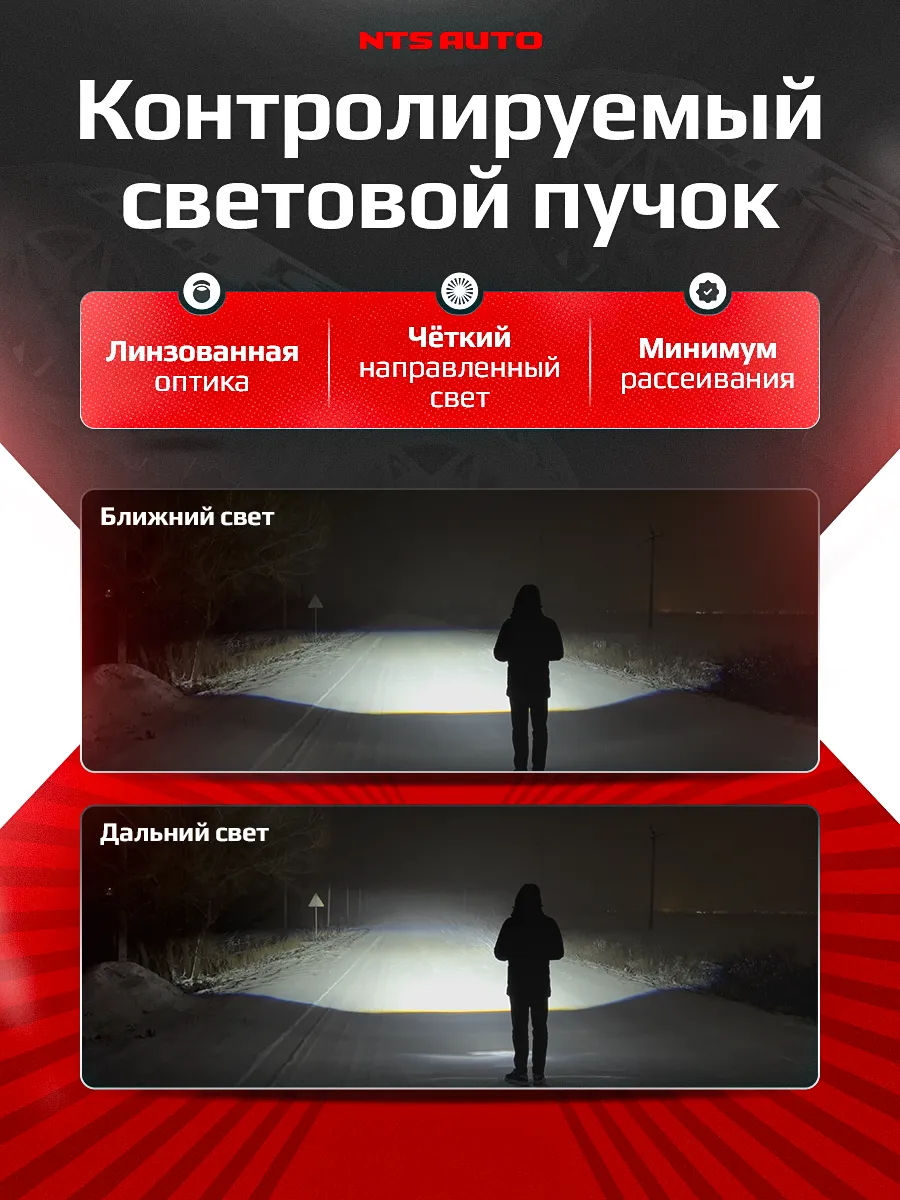 Светодиодная фара с СТГ ближний + дальний свет CAPELLA белого свечения